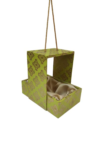 ACL Creations MDF Basket Gift Basket MDF Tray MDF Hamper Basket for Wedding Packaging Birthday HampersDiwali Hampers Corporate Gifting Gift Hamper Lantren Box Green Foil Design - Image 1
