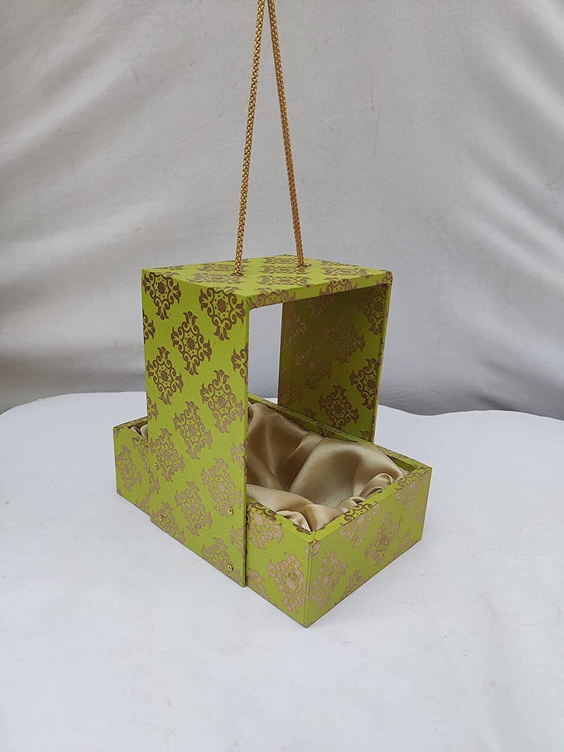 ACL Creations MDF Basket Gift Basket MDF Tray MDF Hamper Basket for Wedding Packaging Birthday HampersDiwali Hampers Corporate Gifting Gift Hamper Lantren Box Green Foil Design - Image 2