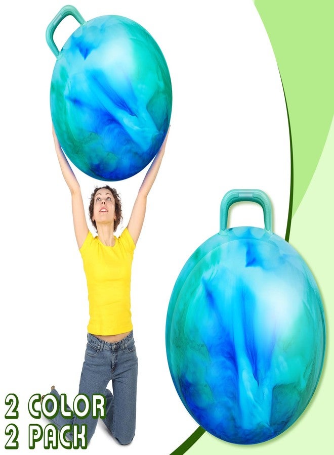 Lewtemi 2 Pcs 29 Inch Big Hopper Ball Jumping Hopping Inflatable Bouncing Ball with Handle and Air Pump for Adults Carnival Outdoor Sports Game(Blue Green Cloud, Blue Pink Cloud) - Image 3