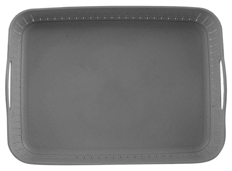 Kuber Industries Q-3 Designer Plastic Storage Basket For Store Fruits, Vegetables, Magazines, Cosmetics, Stationary (Grey)-50KM01458 - Image 3