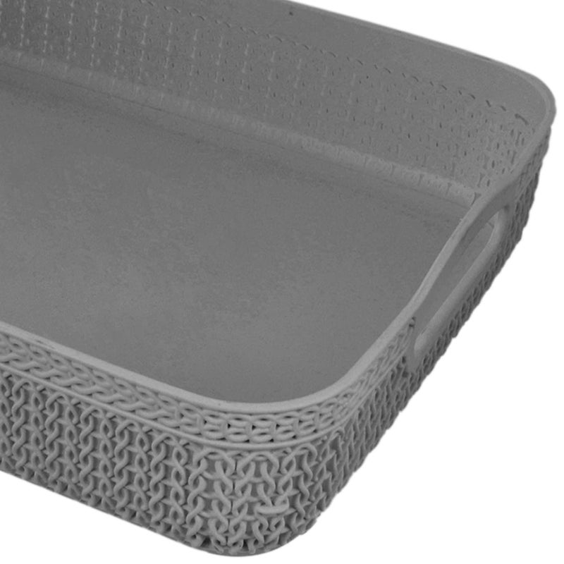 Kuber Industries Q-3 Designer Plastic Storage Basket For Store Fruits, Vegetables, Magazines, Cosmetics, Stationary (Grey)-50KM01458 - Image 5