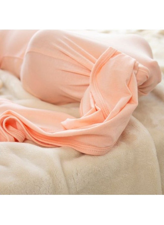Anvi Baby Organic Bamboo Knotted Gown  & Beanie Set - That's Peachy 0-3M  - Image 4
