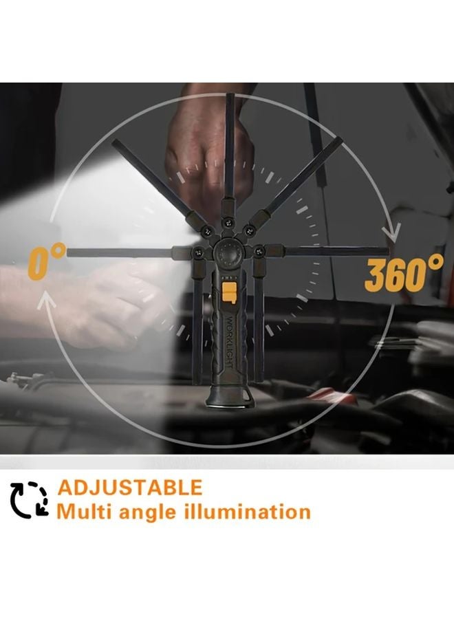 4pcs Rechargeable LED Flashlight Foldable Work Light Magnetic Base Hook Emergency - Image 5