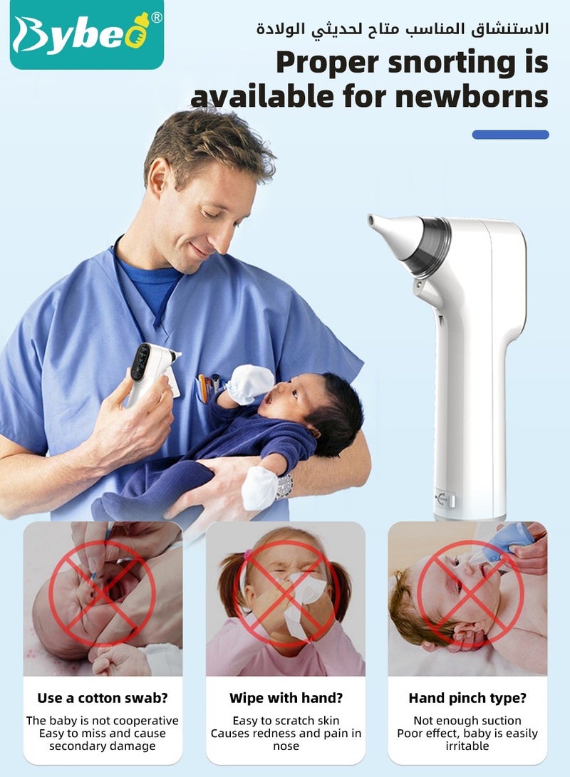بيبو شفاط الأنف الأوتوماتيكي للأطفال، شفاط أنف كهربائي للأطفال الصغار، شفاط أنف للأطفال ، الرضع، الأطفال الصغار مقاوم للماء، منظف أنف تلقائي مع 4 أطراف من السيليكون، قوة شفط قابلة للتعديل، ضوء مهدئ - Image 3