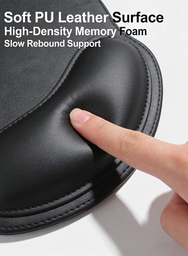 Ergonomic Mouse Pad with Memory Foam Wrist Rest, PU Leather Surface, Non-Slip Base for Office, Gaming & Laptop - Image 2