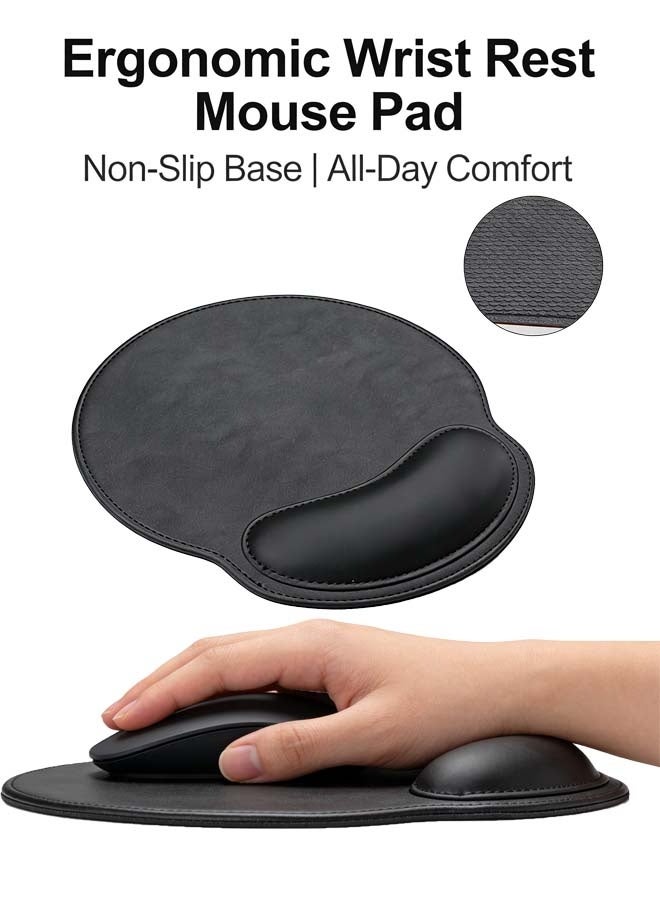 Ergonomic Mouse Pad with Memory Foam Wrist Rest, PU Leather Surface, Non-Slip Base for Office, Gaming & Laptop - Image 1