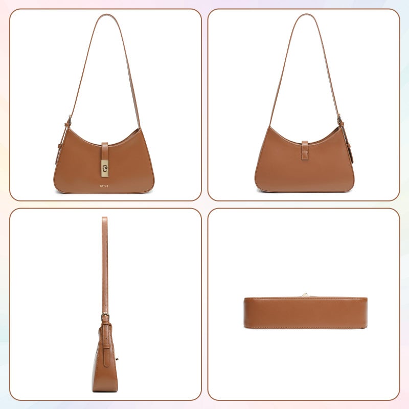 Keyli Shoulder Bag Purses for Women Fashion Waterproof Vegan Leather CrossBody Bags Small Cute Handbags Hobo Bags Satchels Purse Tote Bag with Adjustable Strap Brown - Image 5