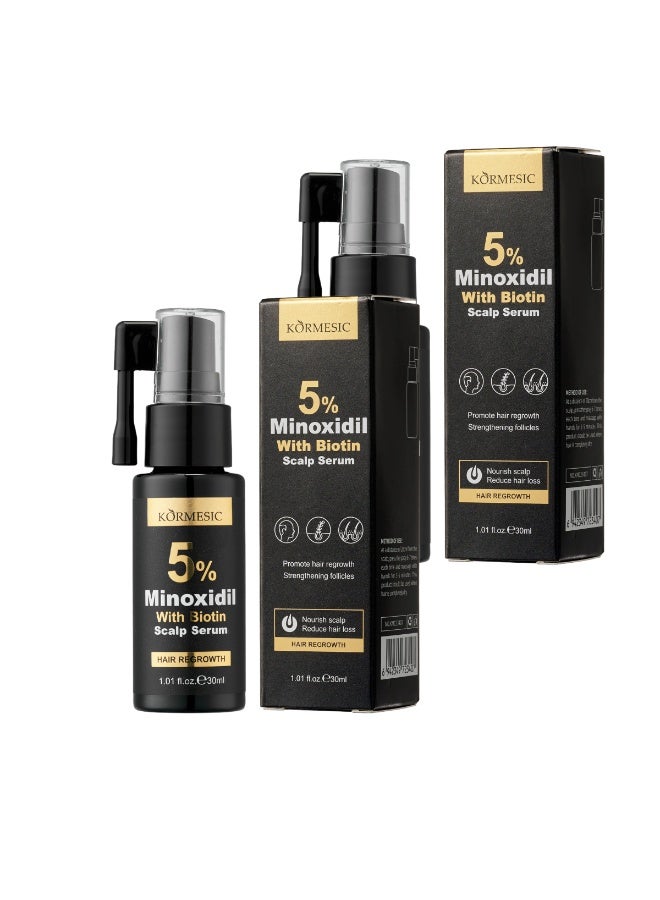 Kormesic كورميسيك ٥٪ مينوكسيديل وسيروم مينوكسيديل لفروة الرأس، ٣٠ مل × ٢ - Image 1