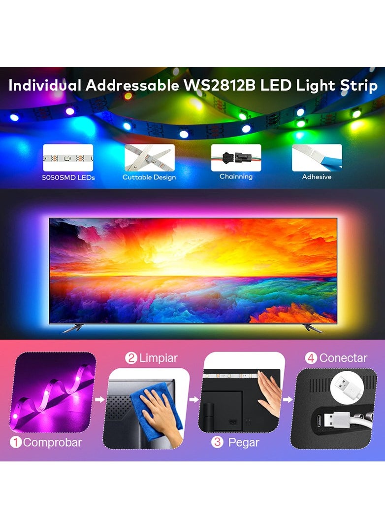 5V Fancy color USB light strip RGB Flash color change ws2812b Running horse breathing water desktop atmosphere led light belt 1-30M