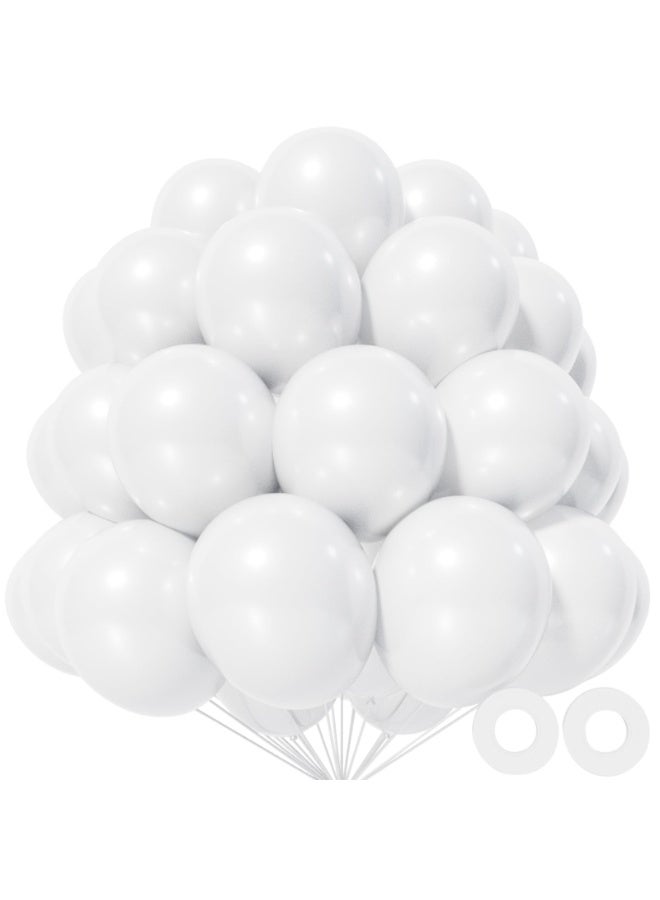 White Balloon, 12 Inch Thickened Round Helium Balloons for New Years Christmas Birthday Engagement Bridal Shower Party Backdrop Decorations - Image 1