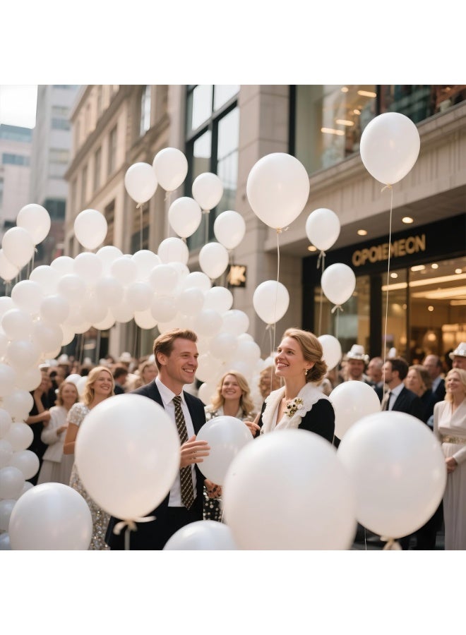 White Balloon, 12 Inch Thickened Round Helium Balloons for New Years Christmas Birthday Engagement Bridal Shower Party Backdrop Decorations - Image 3