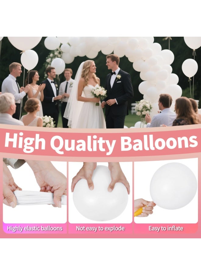 White Balloon, 12 Inch Thickened Round Helium Balloons for New Years Christmas Birthday Engagement Bridal Shower Party Backdrop Decorations - Image 2