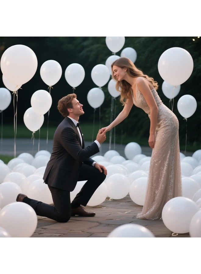 White Balloon, 12 Inch Thickened Round Helium Balloons for New Years Christmas Birthday Engagement Bridal Shower Party Backdrop Decorations - Image 4