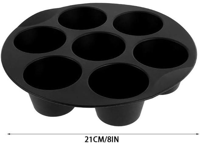 Husaini Mart Husaini Mart Silicone Muffin Cake Cups 7 Cups Round Muffin Mold Tray NonStick Baking Mould for Air Fryer Accessories Muffin Pan Cupcake Baking Mold Perfect for Eggs Muffin Cupcake Molds  - Image 2