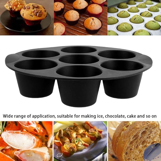 Husaini Mart Husaini Mart Silicone Muffin Cake Cups 7 Cups Round Muffin Mold Tray NonStick Baking Mould for Air Fryer Accessories Muffin Pan Cupcake Baking Mold Perfect for Eggs Muffin Cupcake Molds  - Image 4
