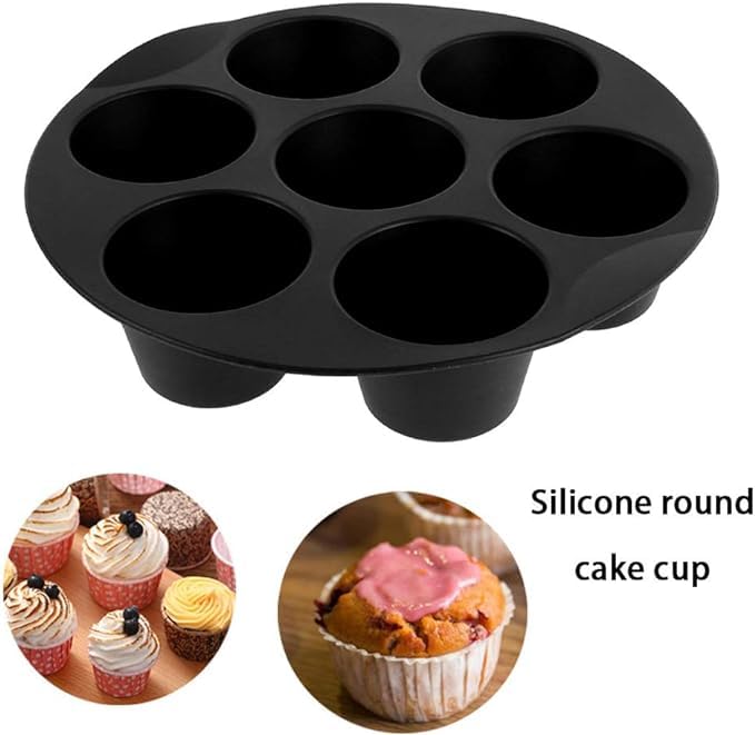 Husaini Mart Husaini Mart Silicone Muffin Cake Cups 7 Cups Round Muffin Mold Tray NonStick Baking Mould for Air Fryer Accessories Muffin Pan Cupcake Baking Mold Perfect for Eggs Muffin Cupcake Molds  - Image 5