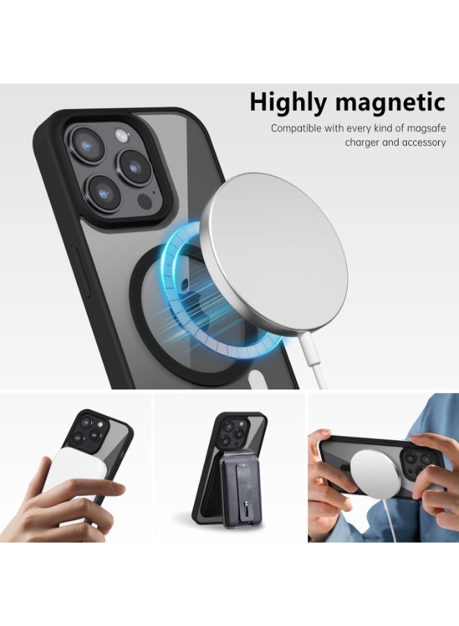 أكاليكس حافظة مغناطيسية لهاتف iPhone 14 Pro، متوافقة مع MagSafe، غطاء فاخر مطلي، حافظة هاتف شفافة ناعمة من مادة TPU مقاومة للصدمات، (أسود) - Image 4