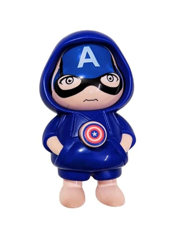 MARVEL Super Cute Face Changing Captain America Spinning Keychain Best Gift for Favorite Person - Face Changing Emoji Doll - Surprise Keychain Changes Face at the Press of a Button, Add a Touch of Fun to Your Keys or Bag Fun Gift for Kids and Adults (1 Piece)  - Image 3