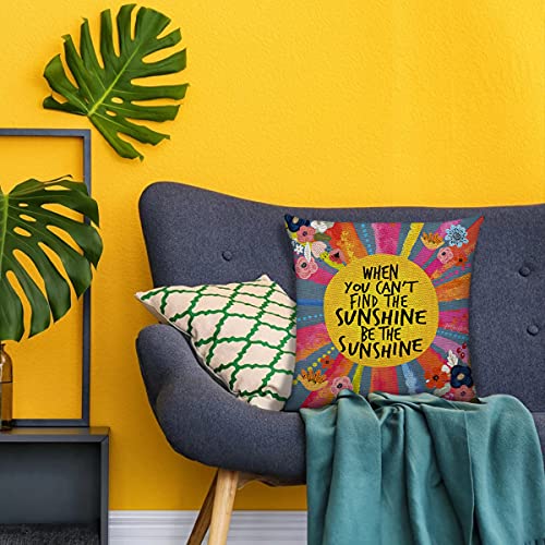 Littlefa Be The Sunshine Pillow Case,Sun Pillow Covers,Sunshine Throw Pillow Cover,Sunshine Flower Decorative Pillowcase for Girls,Inspiring Pillow Covers for Nursery School Counselor Office Decor - Image 4