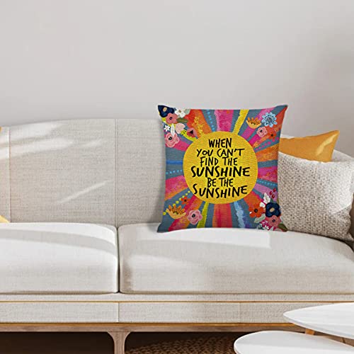 Littlefa Be The Sunshine Pillow Case,Sun Pillow Covers,Sunshine Throw Pillow Cover,Sunshine Flower Decorative Pillowcase for Girls,Inspiring Pillow Covers for Nursery School Counselor Office Decor - Image 3