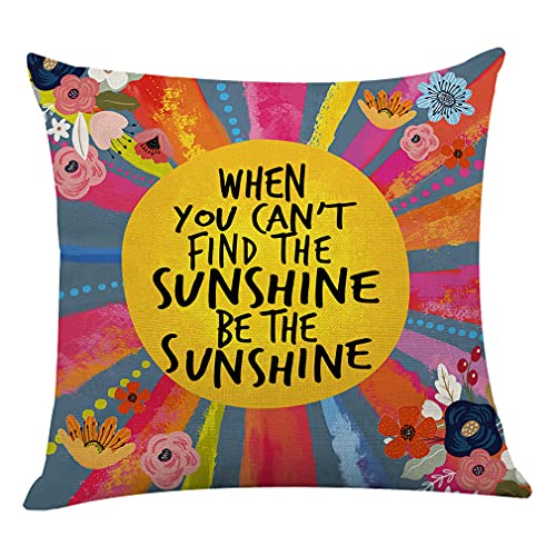 Littlefa Be The Sunshine Pillow Case,Sun Pillow Covers,Sunshine Throw Pillow Cover,Sunshine Flower Decorative Pillowcase for Girls,Inspiring Pillow Covers for Nursery School Counselor Office Decor - Image 1