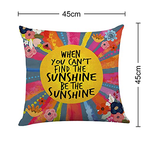 Littlefa Be The Sunshine Pillow Case,Sun Pillow Covers,Sunshine Throw Pillow Cover,Sunshine Flower Decorative Pillowcase for Girls,Inspiring Pillow Covers for Nursery School Counselor Office Decor - Image 2
