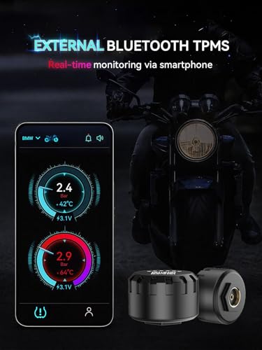 Hyphoon Motorcycle Tire Pressure Monitoring System, Bluetooth TPMS for Motorcycles – Real-Time Tire Pressure & Temperature Monitor with Dual External Valve-Stem Sensors, Waterproof Wireless TPMS (2) - Image 3