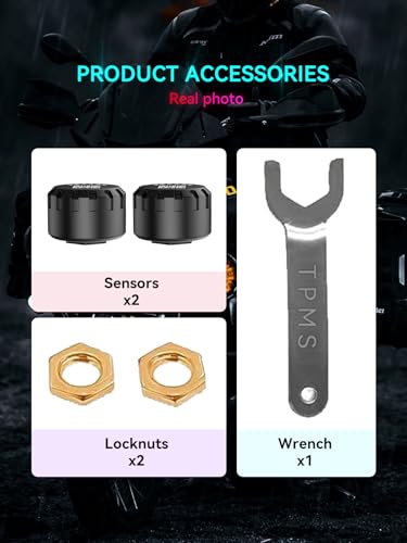 Hyphoon Motorcycle Tire Pressure Monitoring System, Bluetooth TPMS for Motorcycles – Real-Time Tire Pressure & Temperature Monitor with Dual External Valve-Stem Sensors, Waterproof Wireless TPMS (2) - Image 4
