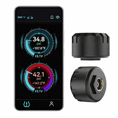 Hyphoon Motorcycle Tire Pressure Monitoring System, Bluetooth TPMS for Motorcycles – Real-Time Tire Pressure & Temperature Monitor with Dual External Valve-Stem Sensors, Waterproof Wireless TPMS (2) - Image 1