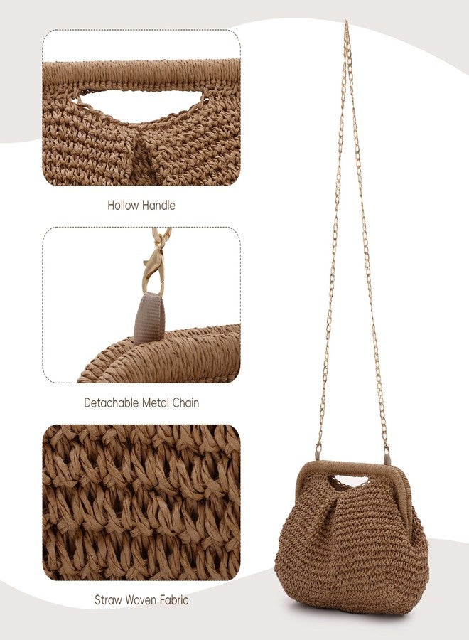 KUANG! Clutch Purses for Women Straw Woven Cloud Dumpling Bag Summer Beach Straw Clutch Crossbody Shoulder Handbag - Image 5