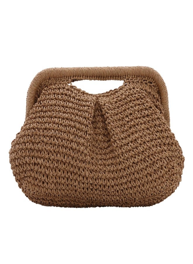 KUANG! Clutch Purses for Women Straw Woven Cloud Dumpling Bag Summer Beach Straw Clutch Crossbody Shoulder Handbag - Image 1
