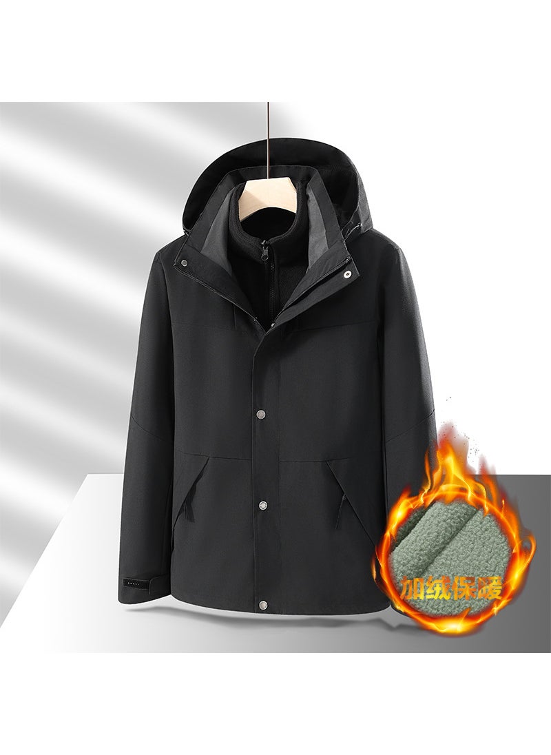 Generic - Unisex Hiking Jacket 2024 Autumn Winter Outdoor Waterproof Windproof Sport Coat Mens Detachable Korean Style Loose Fit Black - Image 1