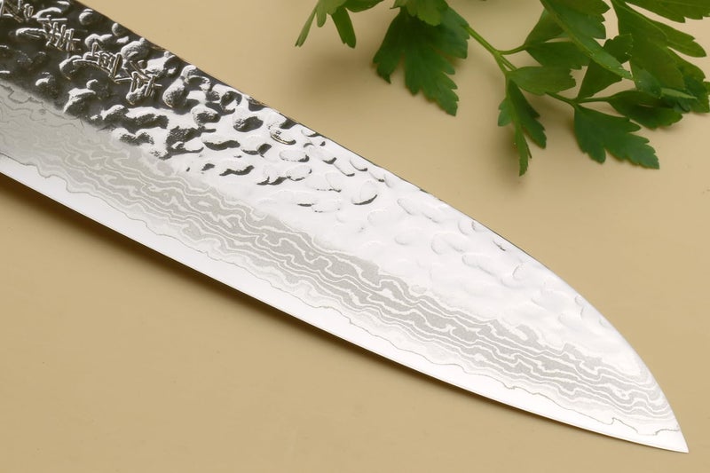 Yoshihiro VG10 46 Layers Hammered Damascus Santoku Japanese Multipurpose Chef Knife (7"(180mm) Rosewood Handle) - Image 5