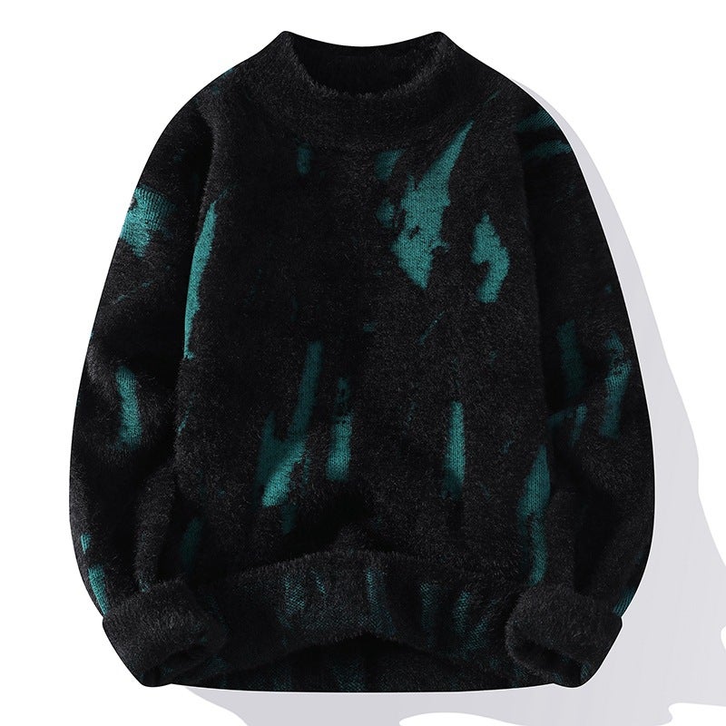 2023 Autumn Winter Mens Turtleneck Sweater Thickened Knit Pullover White  - Image 3