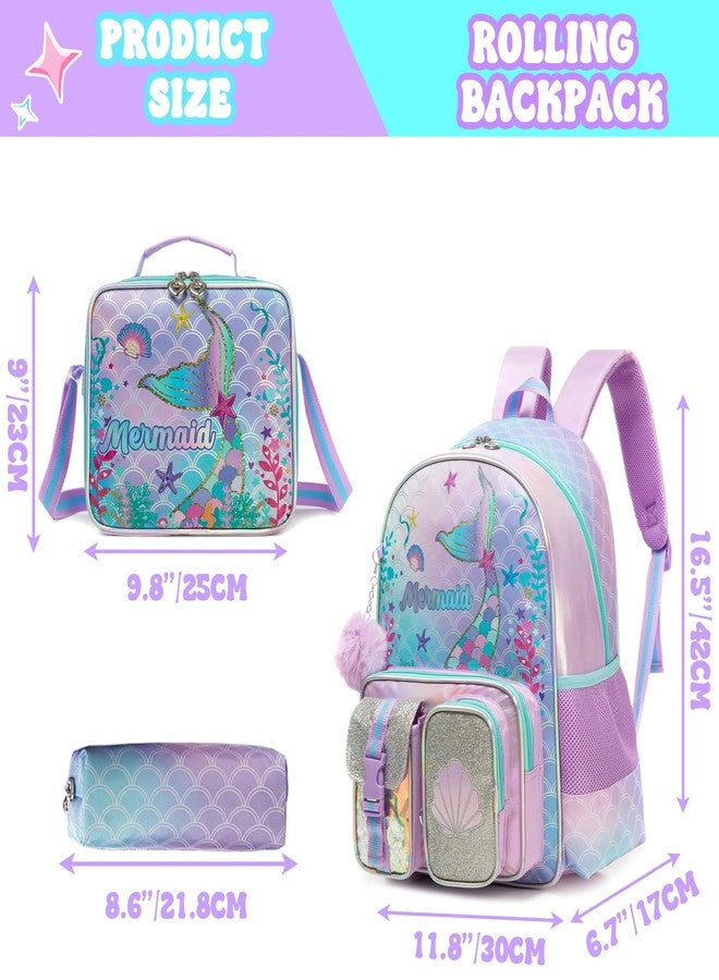 HTgroce Backpacks for kids School Backpack for Girls Elementary School Bags, Purple Mermaid - Image 2