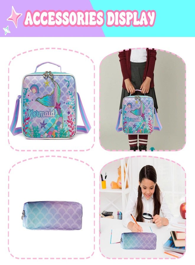 HTgroce Backpacks for kids School Backpack for Girls Elementary School Bags, Purple Mermaid - Image 4