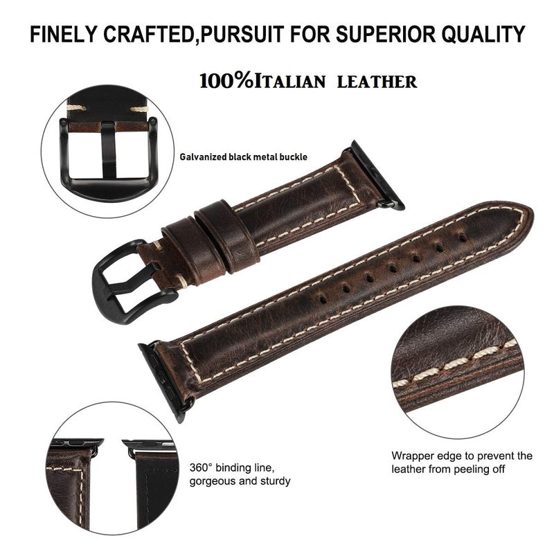 HUAFIY حزام جلد HUAFIY متوافق مع ساعات آبل 42mm 44mm 45mm 46mm 49mm 38mm 40mm 41mm، حزام معصم جلد أصلي لساعات iWatch Ultra 3 2 1، سلسلة 11/10/9/8/7/6/5/4/3/2/1 - Image 2