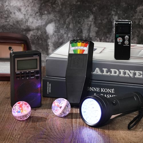 Saillong 7 Pcs Ghost Hunting Equipment Kit 1 Electromagnetic Paranormal Radiation Detector 1 Digital EVP Voice Recorder 1 Hand Held Radio 1 UV Flashlight 3 LED Light up Cat Balls, 8gb(Clear) - Image 5