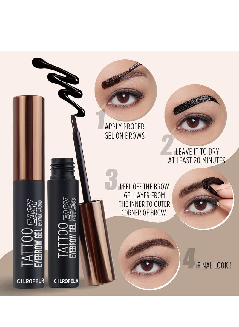 Cilrofelr Cilrofelr Tattoo Peel Off Eyebrow Gel Tint, Semi Permanent Tattoo Brow Peel Off Tint Gel, Last Up to 3 Days, Waterproof, Transfer-proof, For Fuller & Defined Looking Brows, Dark Brown (2 Pack)  - Image 3