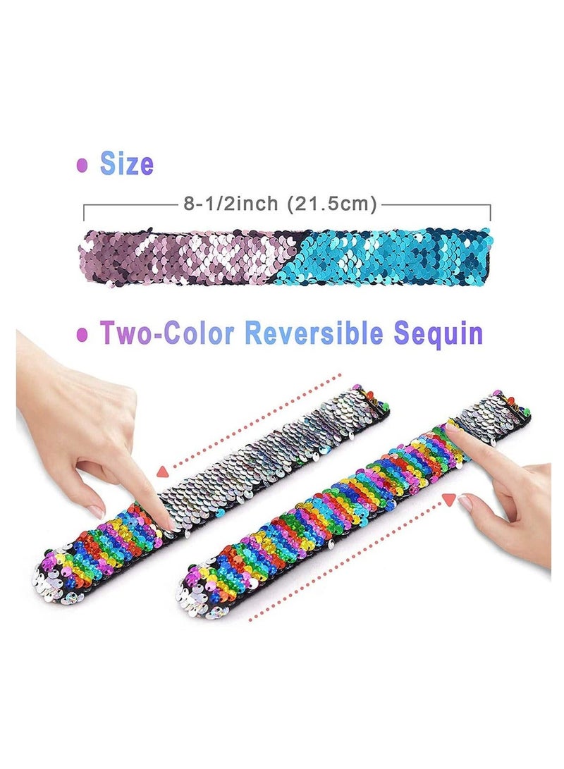 Glitter Slap Bracelet Kids Sequin Bracelet Mermaid Bracelet Flip Wristband Bracelet Kids Supplies Magic Charm Reversible Sequin Birthday Party Favors Supplies Gifts for Kids - Image 5