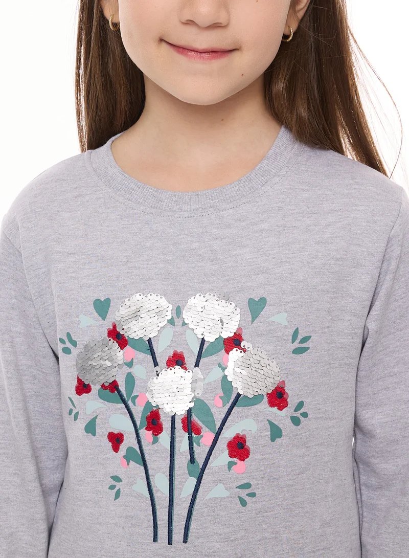 victor and jane Floral Sequins Top With Matching Joggers