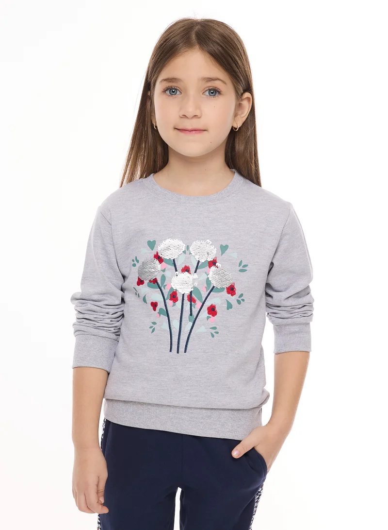 victor and jane Floral Sequins Top With Matching Joggers