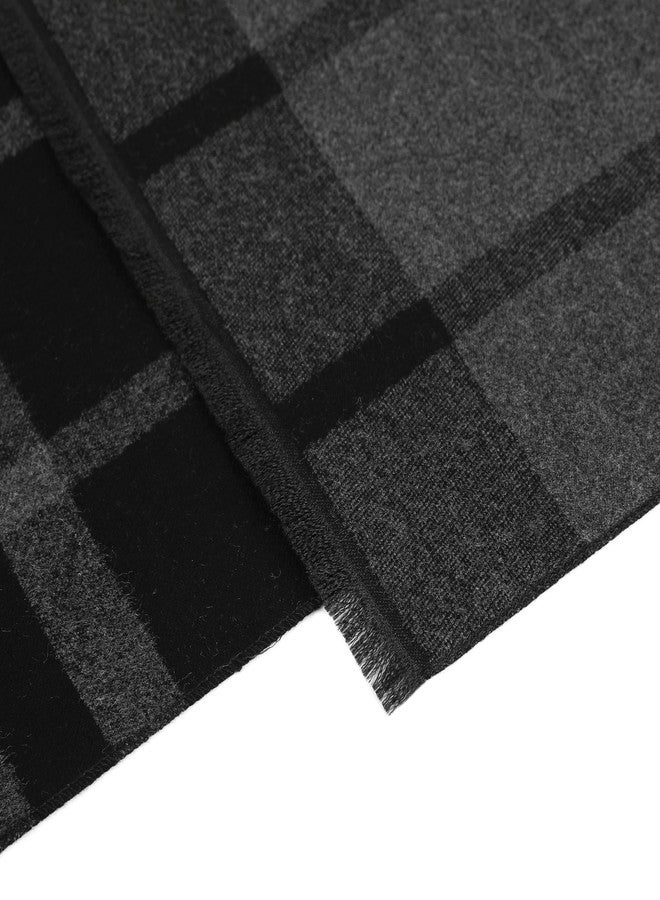 Mukidom Winter Scarf For Men Ultra-Soft Plaid Tassel Men Scarf Warm Soft Cashmere Feel 73"×12" - Image 4