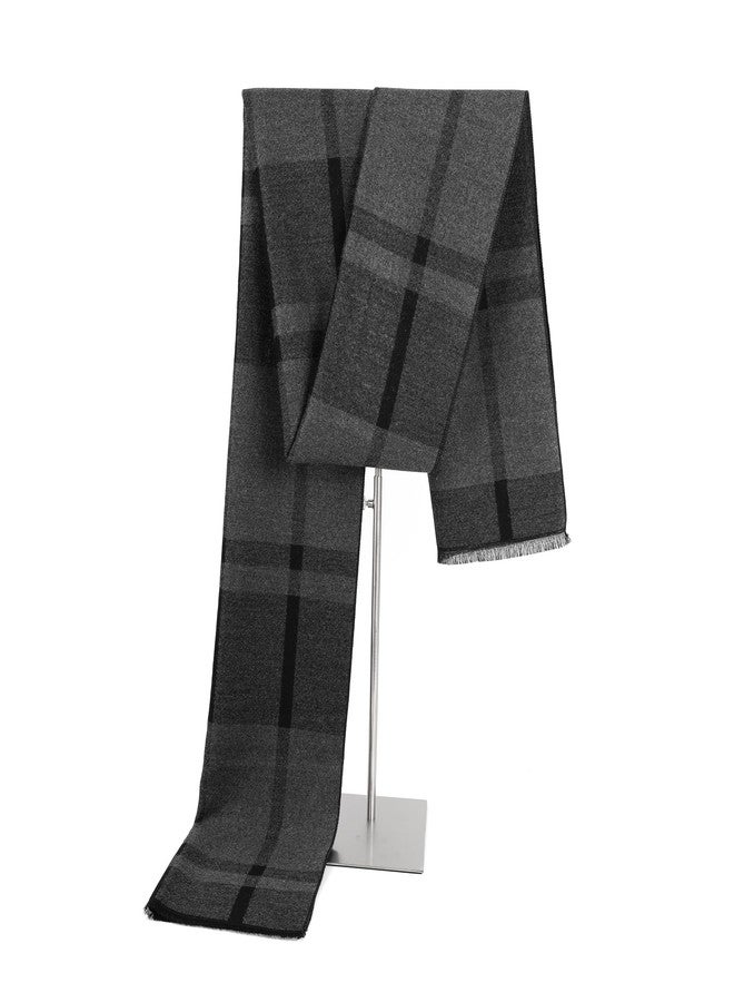 Mukidom Winter Scarf For Men Ultra-Soft Plaid Tassel Men Scarf Warm Soft Cashmere Feel 73"×12" - Image 1