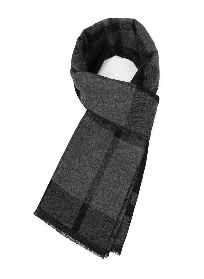 Mukidom Winter Scarf For Men Ultra-Soft Plaid Tassel Men Scarf Warm Soft Cashmere Feel 73"×12" - Image 2