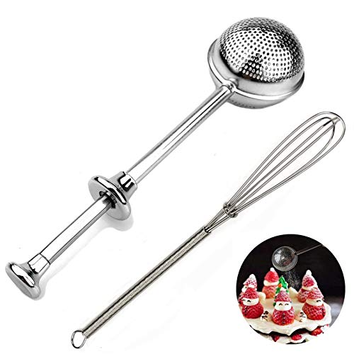 New prominent Powdered Sugar Shaker Duster With Lid Sugar Flour Sifter for Baking spice Sifters powder duster sugar powder Flour Duster for baking Tools Dusting Flour Wand for Spices Dust Flour Sifter matcha sifter