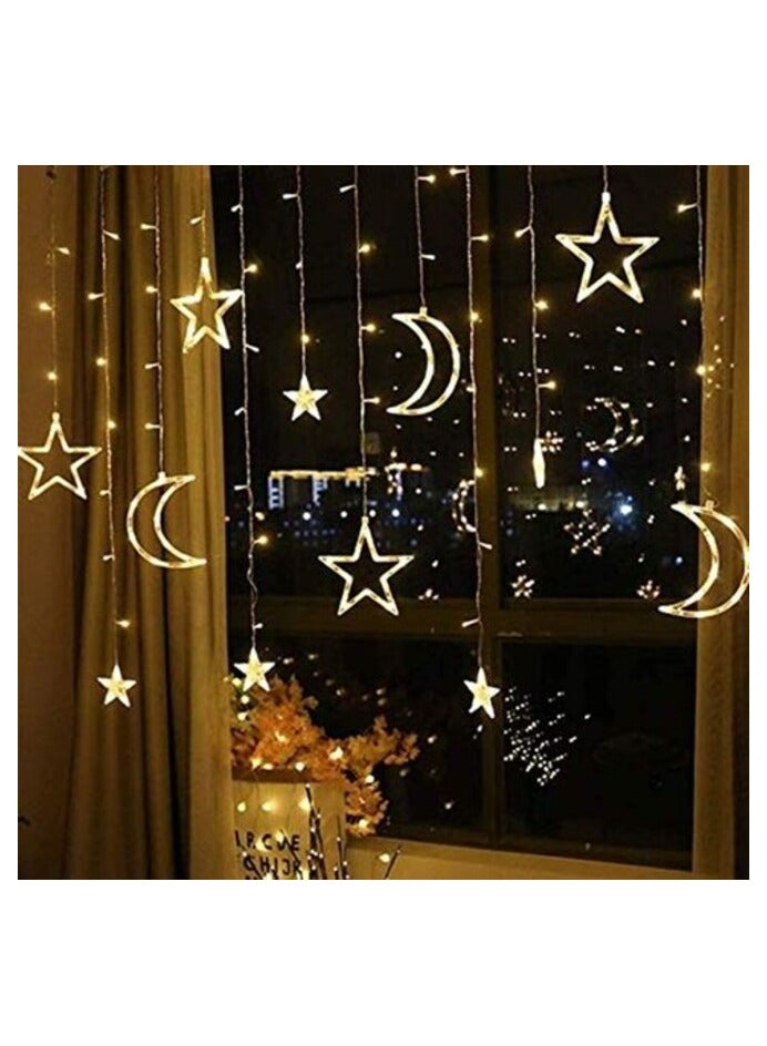 بي جي إم ضوء ستارة LED على شكل نجمة القمر 220 فولت 3 متر سلسلة أضواء خيالية عيد الفطر ديكور المنزل ومهرجان رمضان وإضاءة العطلة وديكور الزفاف (أبيض دافئ)