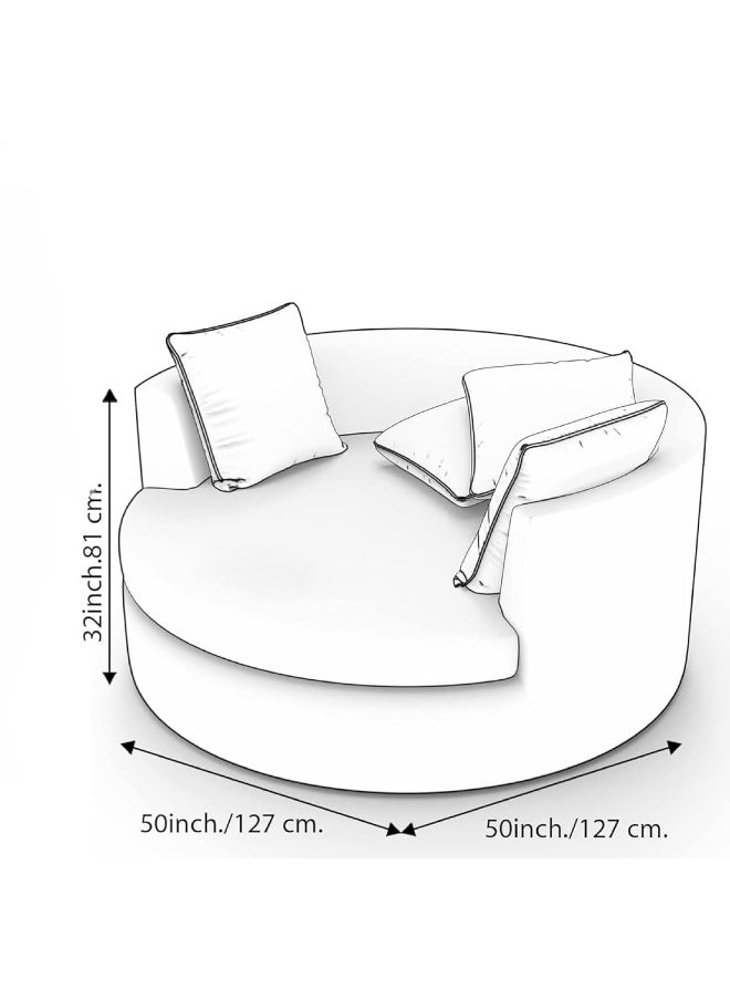 Poppins Home Modern Round Lounge Fabric Sofa Chair â€“ Solid Wood Frame, Indoor/Outdoor Use (Wheat)  - Image 2