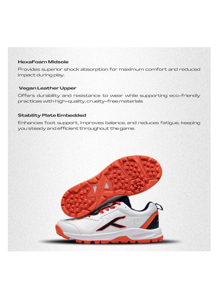 HUNDRED HyperDrive Men's Cricket Shoes – Lightweight & Durable Sports Footwear with TerraSpike Outsole for Superior Grip, HexaFoam Shock-Absorbing Midsole, Vegan Leather Breathable Upper, Reinforced Toe & Heel, Stability Plate for Enhanced Support – Ideal for All Cricket Pitch Conditions - Image 4