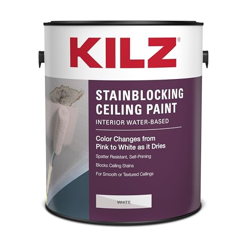 KILZ Stainblocking Ceiling Paint, Interior, White, 1 Gallon - Image 2